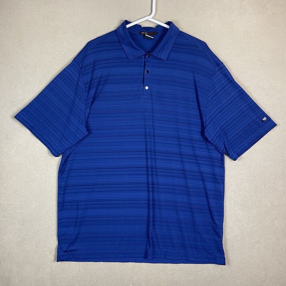 Nike Polo Shirt Mens Extra Large Blue Tiger Woods Collection Dri Fit Golfing